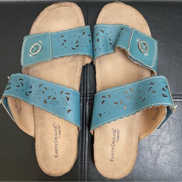 Women’s Earth Origins Tessa Velcro Comfort Sandals Turquoise Teal Blue 11 Wide - Picture 6 of 14
